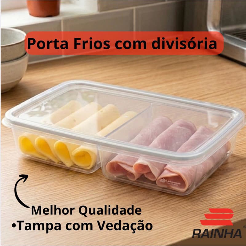 Porta Frios Hermetico com divisória retangular transparente