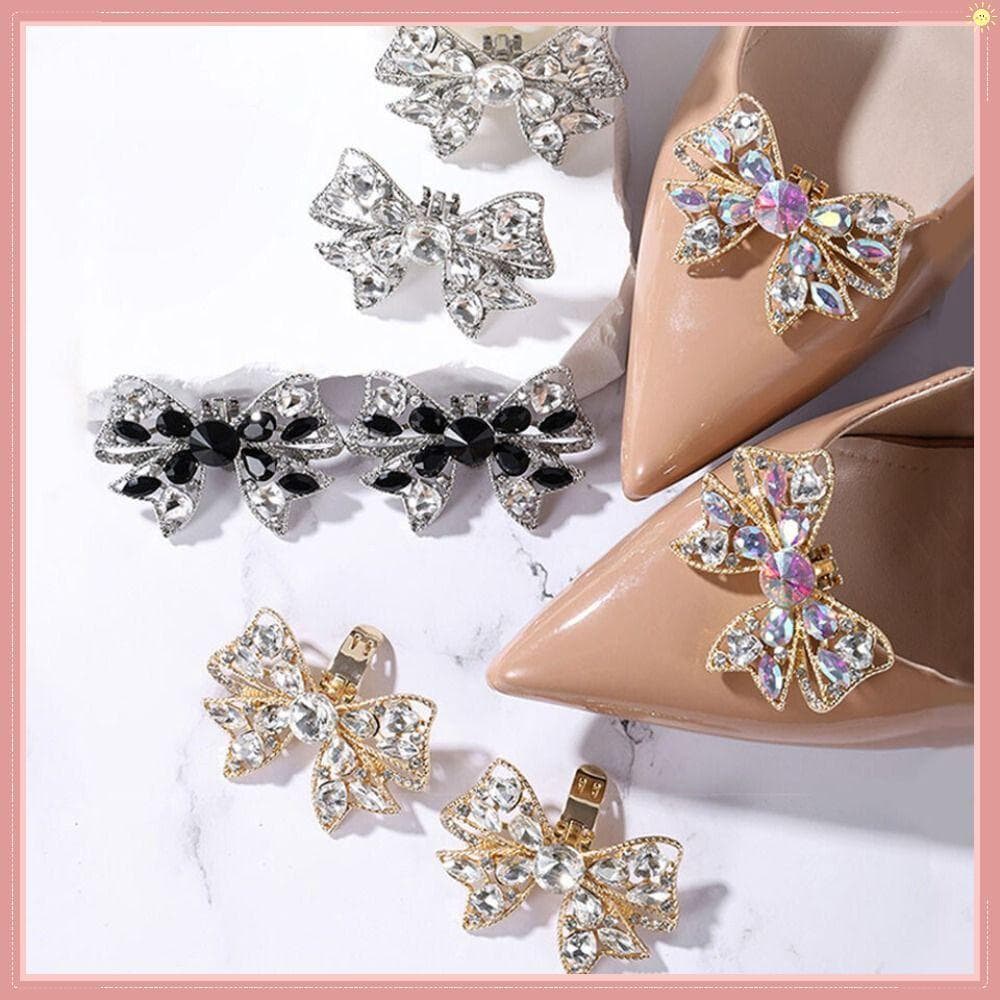 Clipes De Sapato , Fivelas De Sapatos De Salto Alto De Strass , Decorações Noiva Com Laço Removível