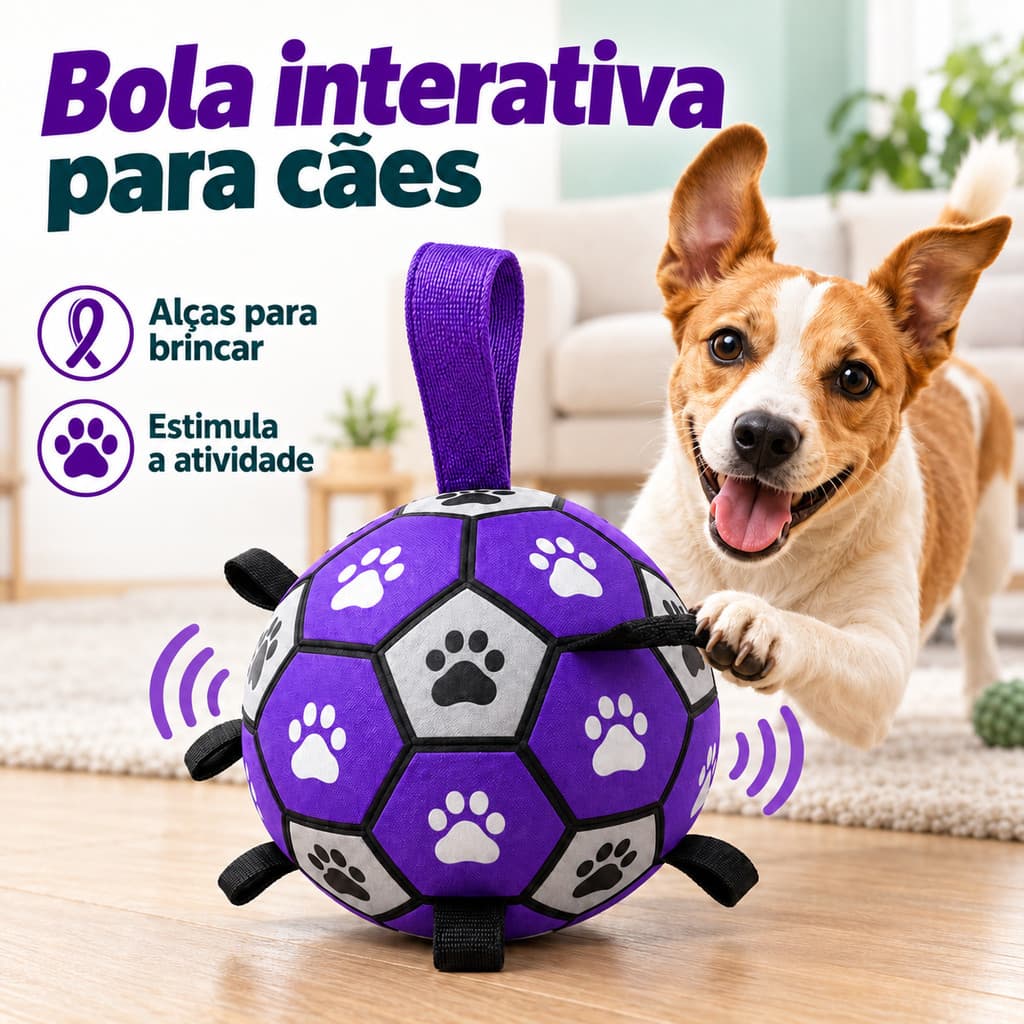 Bola Interativa para Cachorro com Alças Brinquedo TPU Flutuante para Buscar Puxar e Treinar