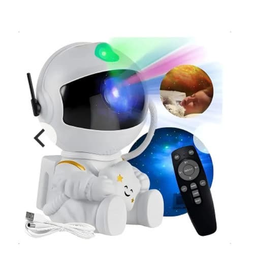 Luminária Astronauta Projetor Infantil Galáxia Estrela Led