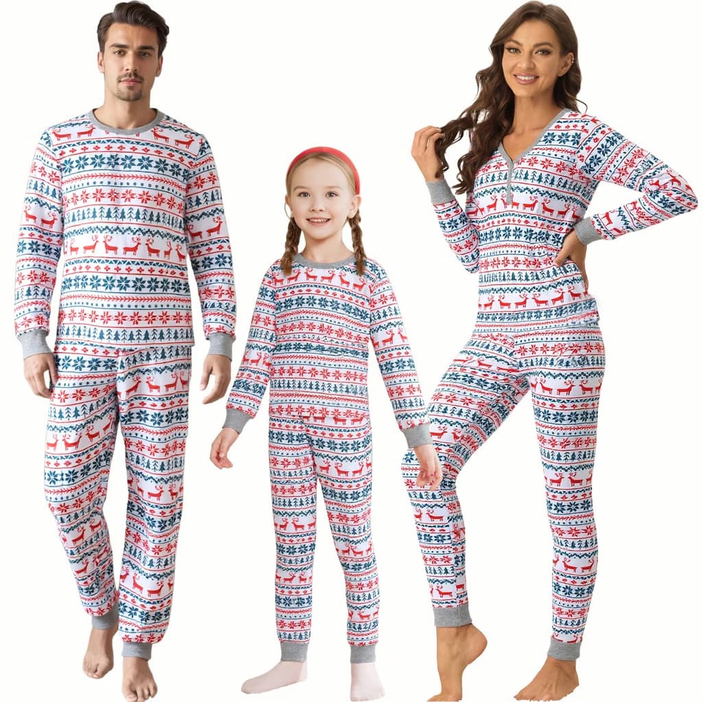 2026 família wear natal pai-filho wear família wear primavera outono Elk impressão pai-filho pijamas casa wear