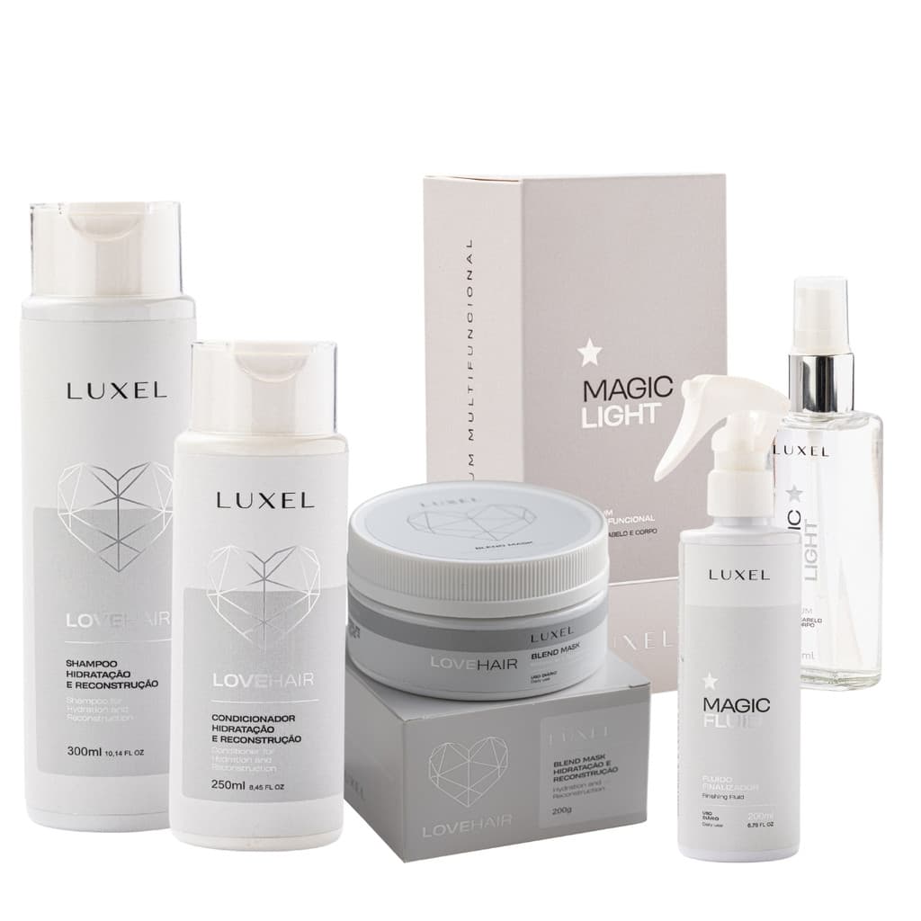 Kit 5 Passos - Hidratção + Rec - Love Hair Silver - LUXEL