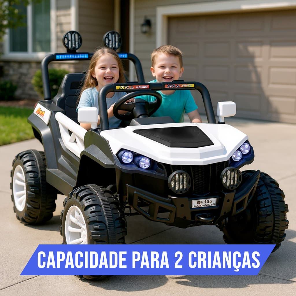 Mini Carro Eletrico Infantil Carrinho Jipe Motorizado 12v Jeep para Crianças 2 a 6 anos 2 lugares