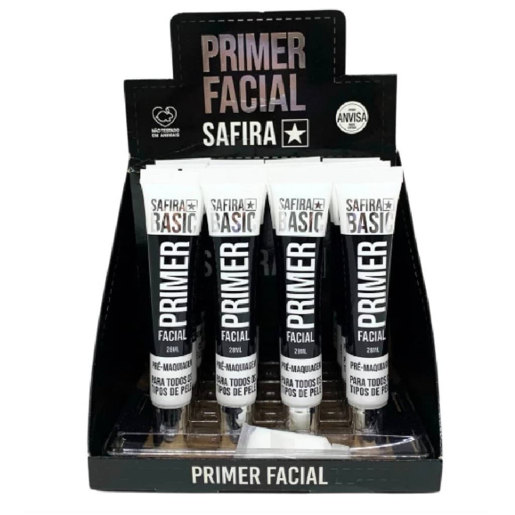 Box 16 Peças Primer Facial Pré-Maquiagem Safira Basic 28ml