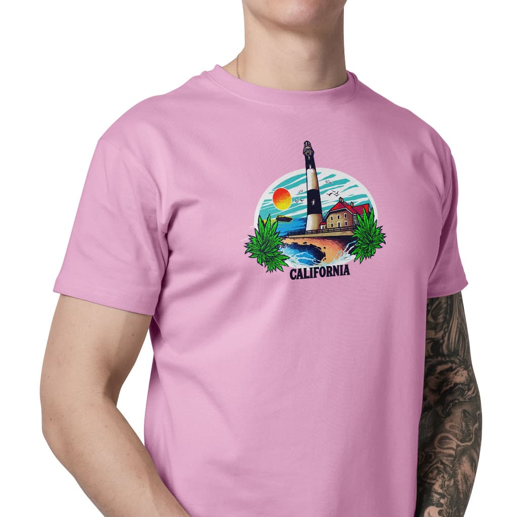 Camiseta California Paisagem Farol Good Vibes Praia Unissex Feminino 100% Algodão