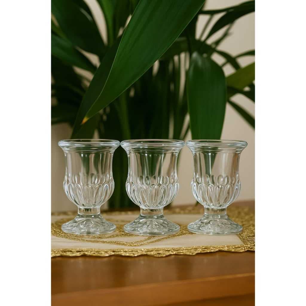 Kit de  3 Castiçais de Vidro Porta Vela enfeite e Decoração + duas velas de brinde
