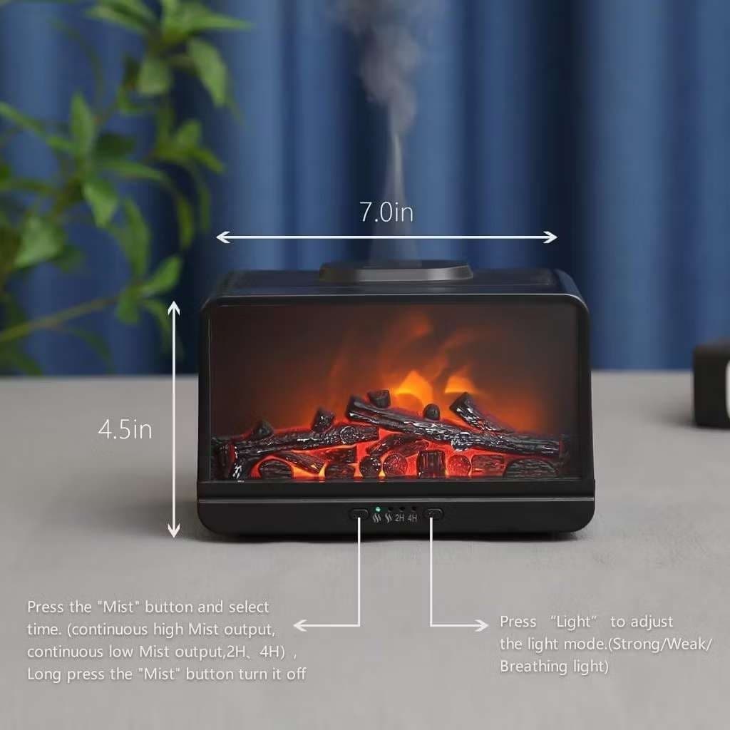 Chama Umidificador De Ar Difusor De Aroma Aromaterapia 300 Ml USB Ultrasonic Óleo Essencial Quarto Fragrância