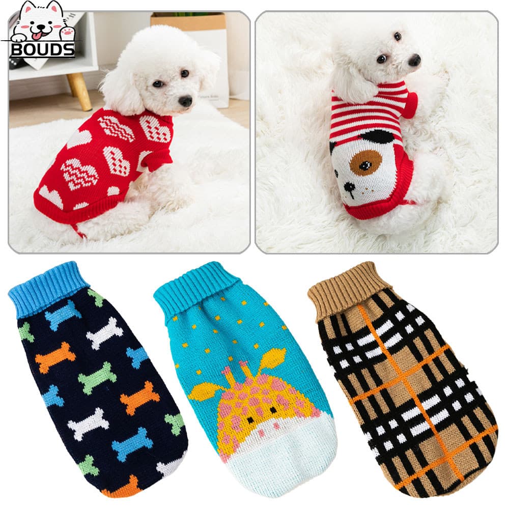 Suéter Gola Alta de Tricô para Gato e cão Antifrio Macio Ideal para Passeios no Frio