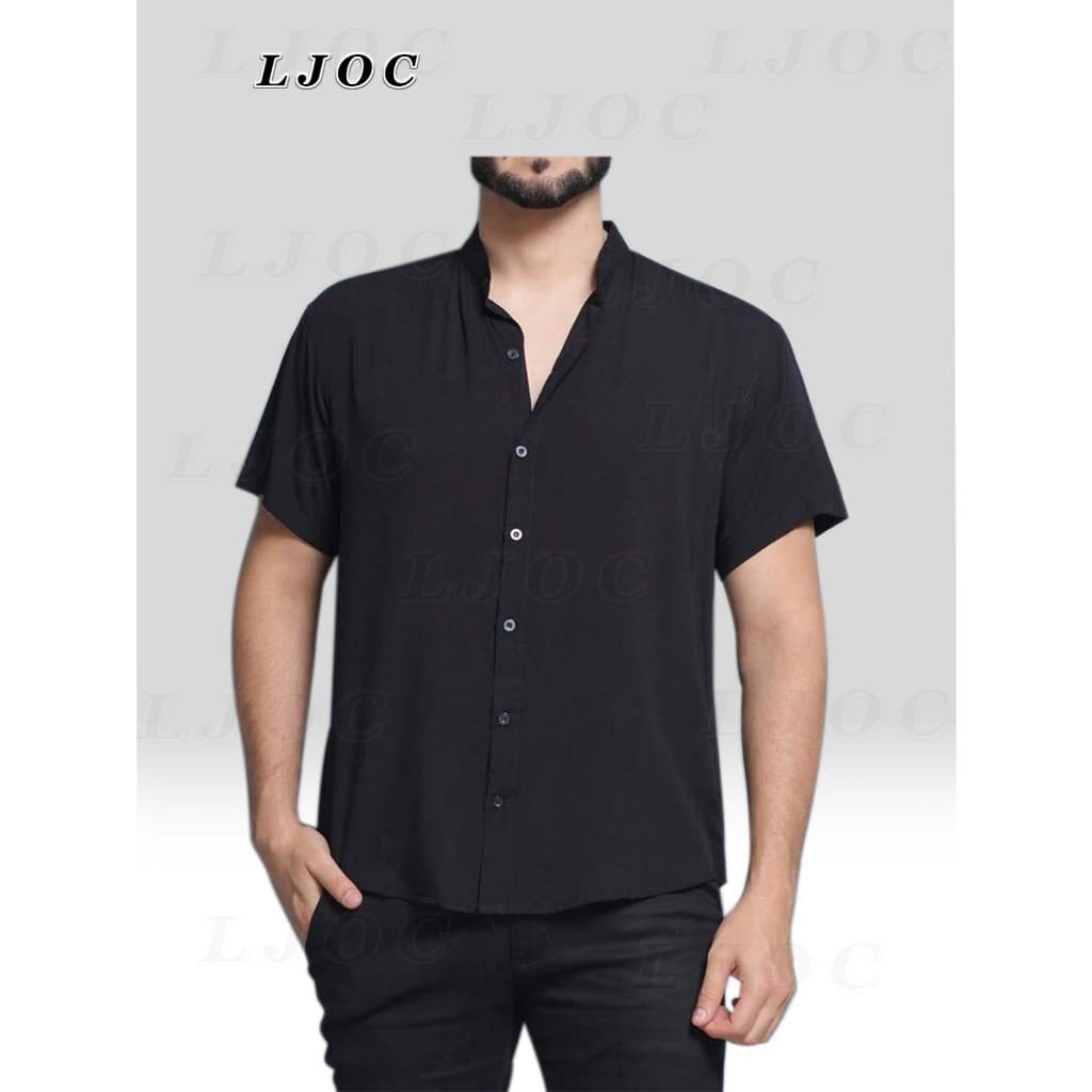 Camisa Social Masculina Gola Padre Manga Curta Premium Novo Moda Verao Qualidade
