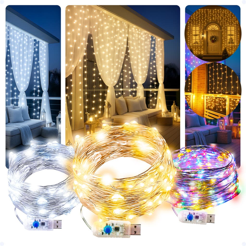 Cortina Led Decoração 3x3 Metros 110v/220v Bivolt + 300 Leds