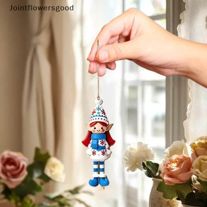 JTFG 8 Pçs/set Pingentes De Madeira De Natal Menina Árvore Oranment 2026 Noel Navidad Decorações Para Casa Presentes De