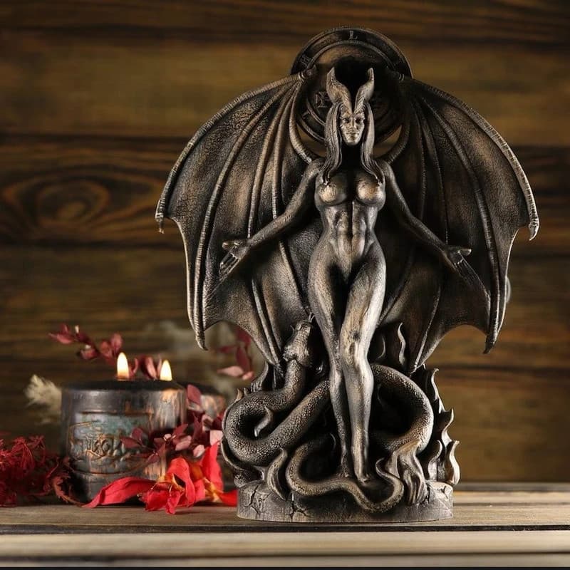 " Estátua De Lilith & Inanna-Estatueta De Resina Gótica , Decoração De Casa De Halloween Com Simbolismo Oculto , Peça Ce