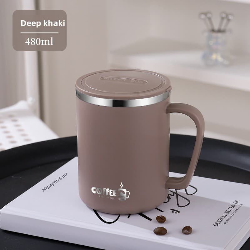 Caneca de aço inoxidável 304, com tampa, camada dupla, escritório, café, uso doméstico, masculino, feminino, xícara de c