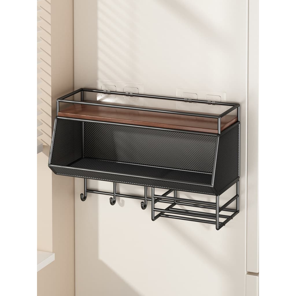 Cozinha geladeira lacuna parede pendurado Rack cesta de armazenamento lateral perfuração-livre gancho de cozinha pendura