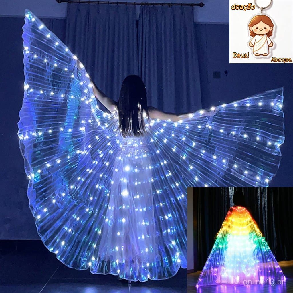 Fantasia de Borboleta LED com Asas e Luzes Iluminadas para Shows de Palco, Festas, Casamentos