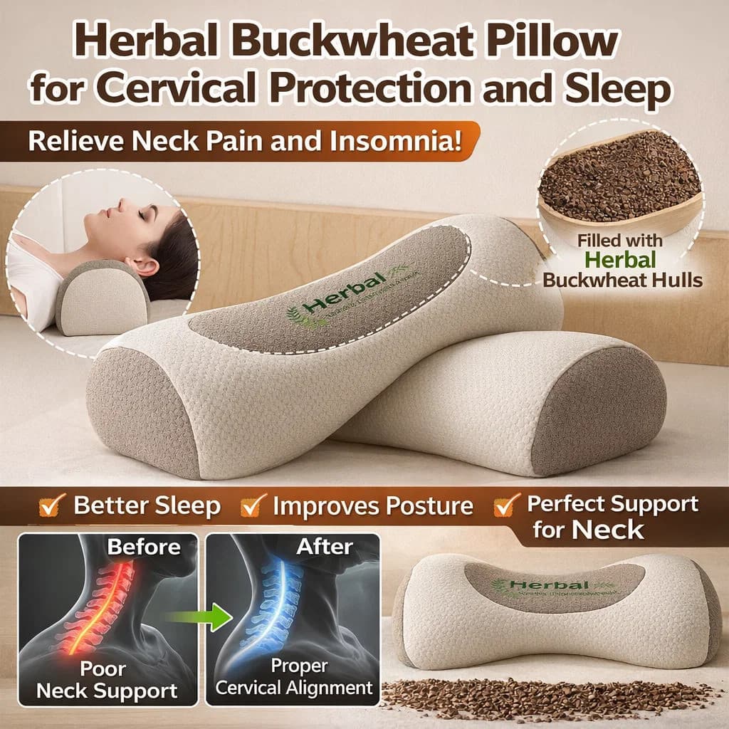 【Sono Relaxante】[Cuide do Pescoço] Travesseiro de Trigo Sarraceno/Ervas/Cervical/Suporte