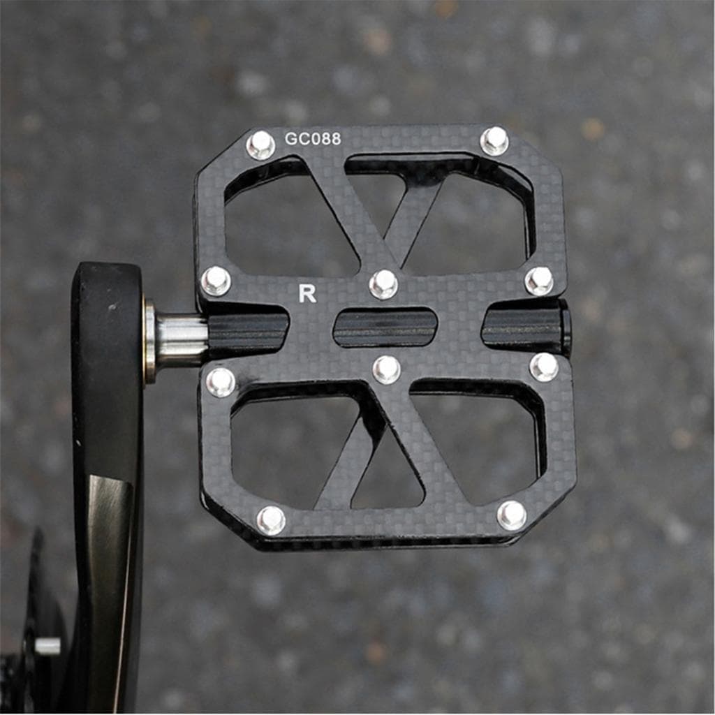 Pedal genérico de fibra de carbono para bicicleta, eixo de liga de ti, bicicleta de estrada, 3 rolamentos,