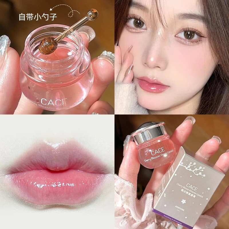 Menina lábio ~ bálsamo labial flor de cerejeira mel máscara labial evitar rachaduras secas melhorar rugas labiais lindo