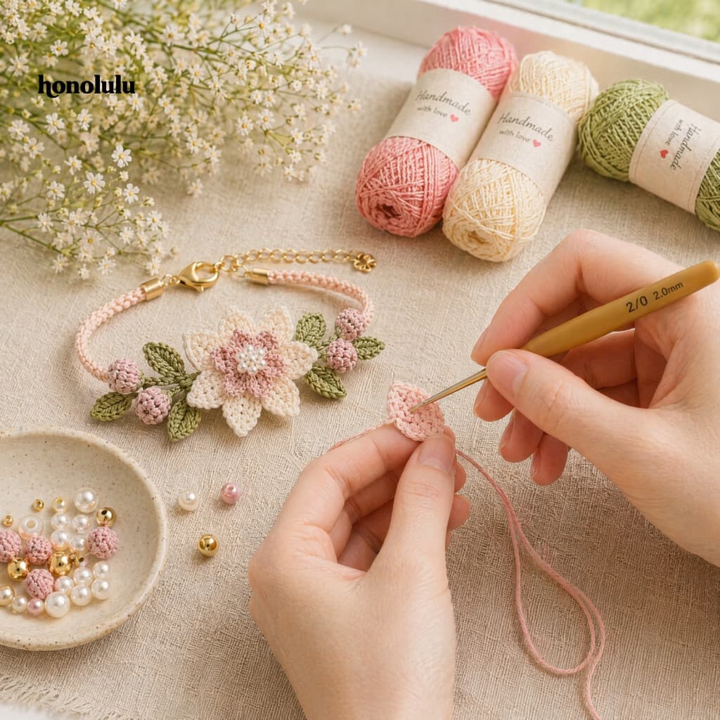 Hon * Kit De Pulseira Estética Natural Para Fabricação De Joias DIY , Completo De Artesanato Com Miçangas E Fios , Mater