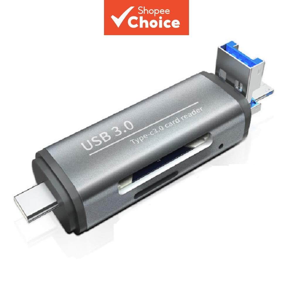 Leitor de cartões de memória Micro USB Tipo C 3.0 SD/TF para dispositivos móveis e câmeras