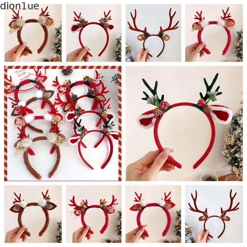 DION1UE Tiara De Natal , Chifres De Rena De Elfo , Argola De Cabelo De Alce , Faixa Chifre De Veado De Papai Noel