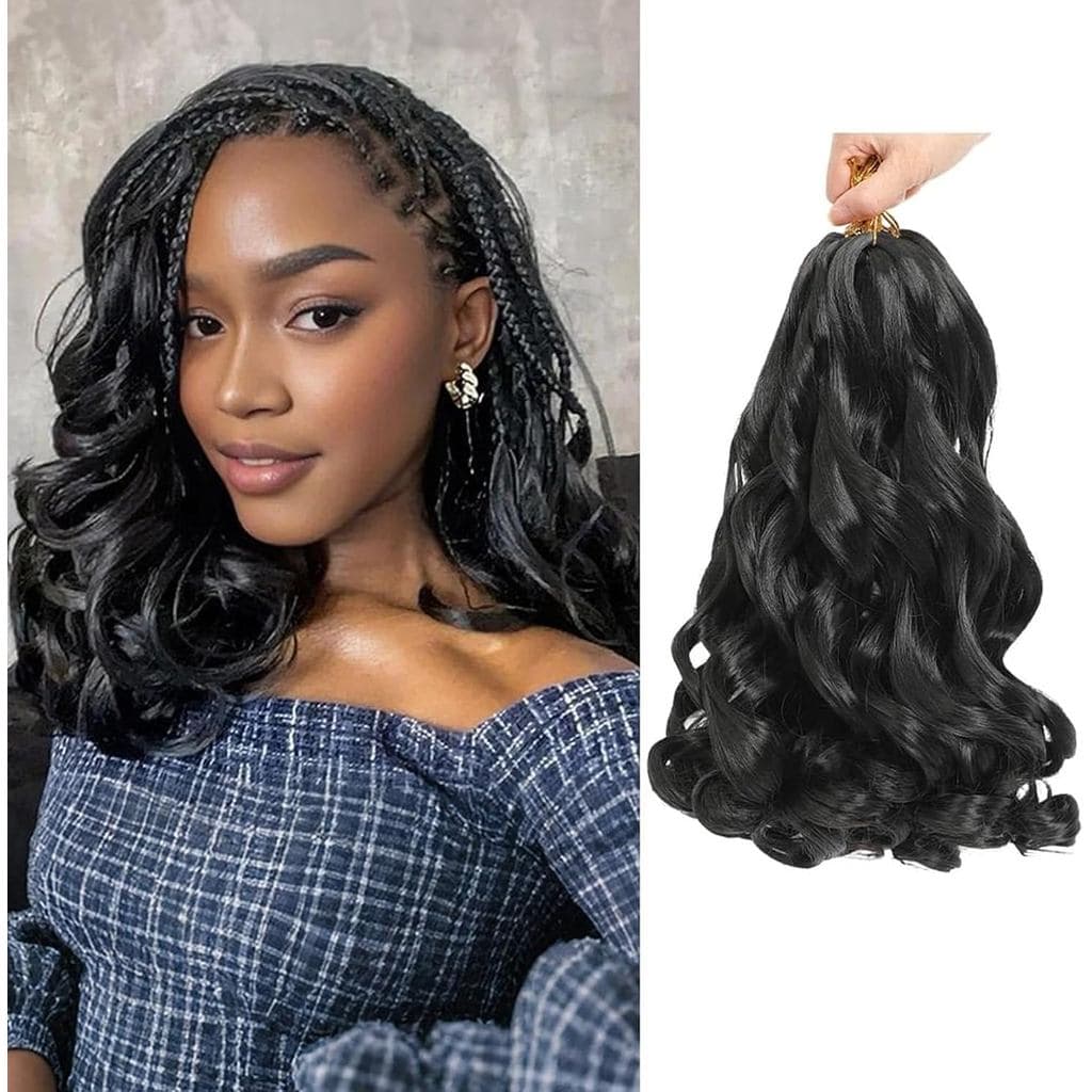Cabelo para Tranças com Cachos Franceses de 12 Polegadas, 8 Pacotes, Tranças Encaracoladas Espanholas, Cabelo Sintético