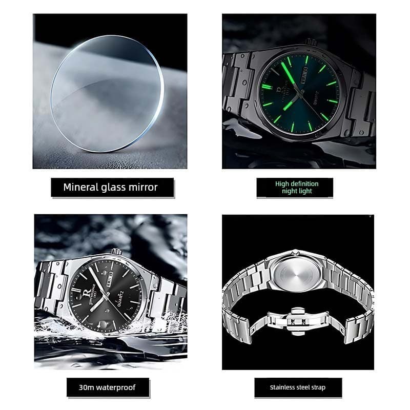 relogio masculino [Relógio masculino autêntico suíço Super Player] Relógio mecânico automático com calendário duplo lumi