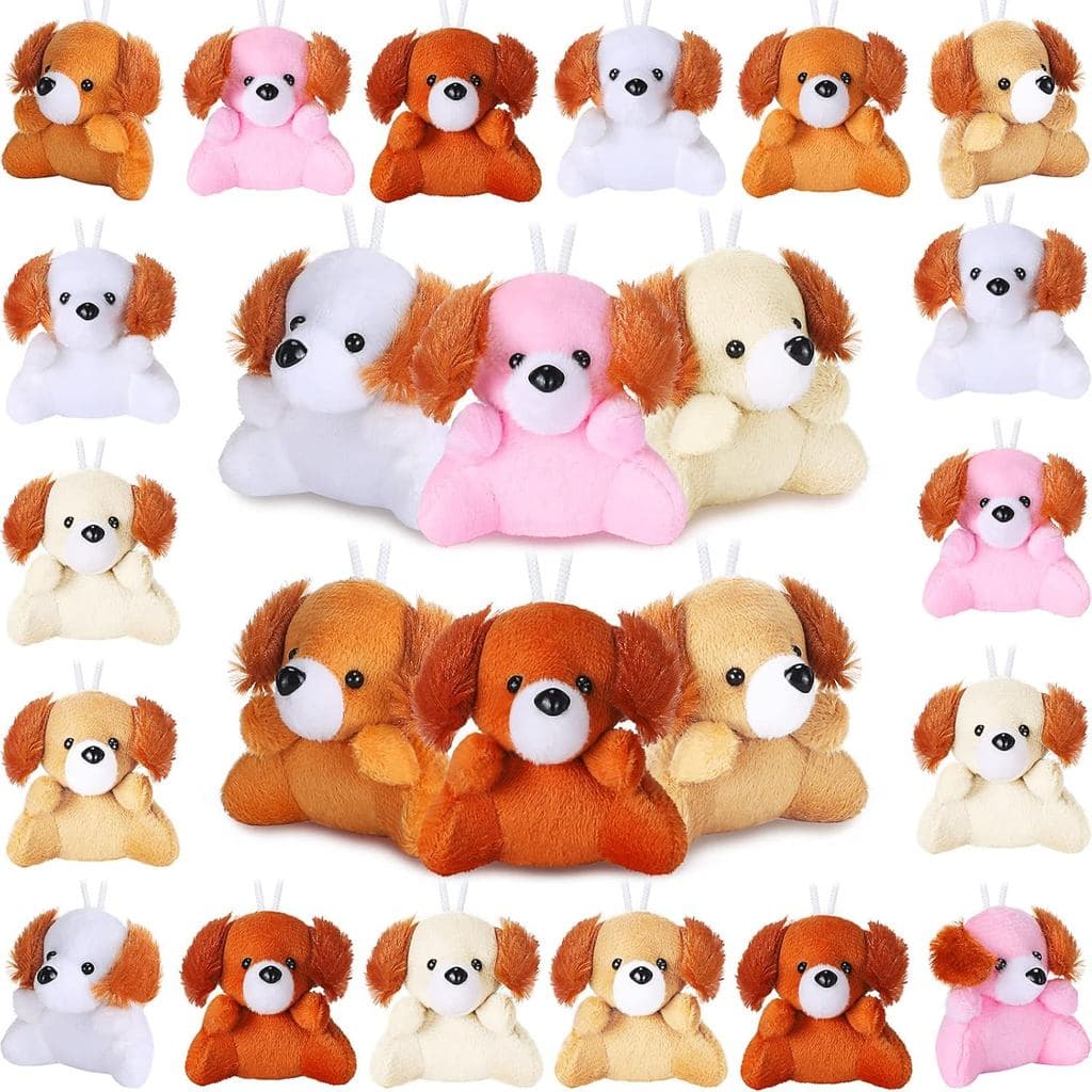 Aoriher 24 Peças Lembrancinhas de Festa Adote um Filhote, Mini Cães de Pelúcia de 3,15 Polegadas, Brinquedos de Animais