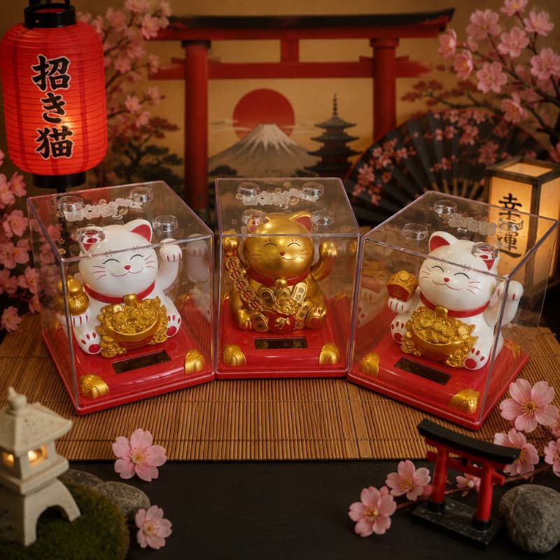 Gato da Sorte Japonês Maneki Neko Solar