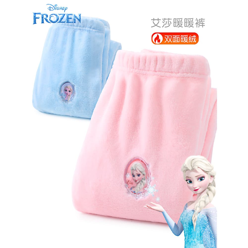 Disney crianças calças de pijama Coral velo meninas calças outono inverno meninas Elsa flanela casa calças quentes