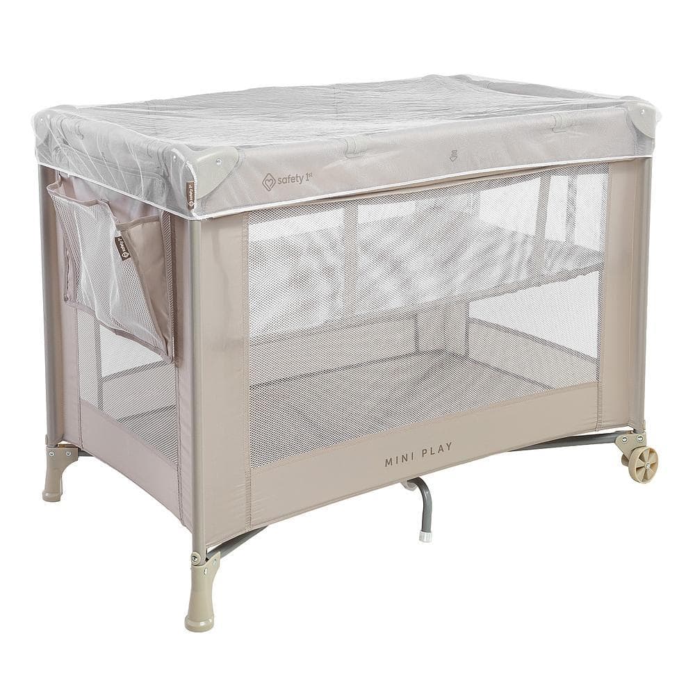 Berço Portátil Mini Play Safety 15kg Soft Beige Mosquiteiro