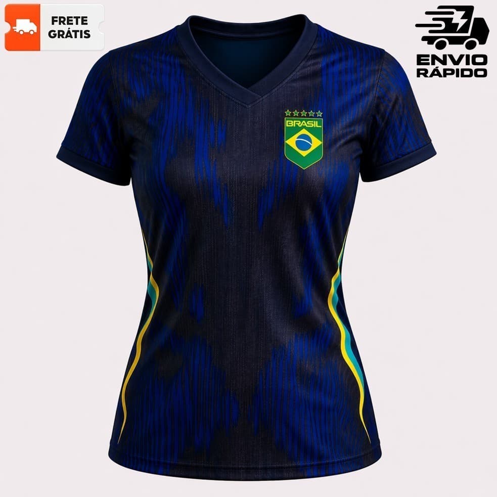 Camisa Camiseta BABY LOOK T-shirt Feminina BRASIL Torcedor Patriota Copa do Mundo 2026 Dry Fit