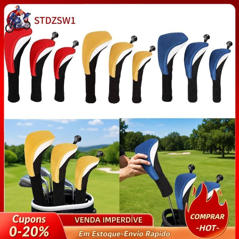 [stdzsw1] Capa Para Cabeça De Motorista De Golfe , Proteção Pescoço Longo , Capas Tacos Híbridas , Conjunto De Acessório