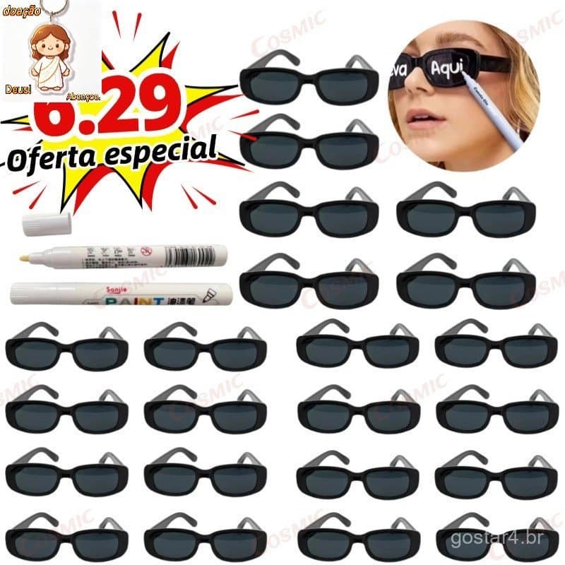 Oculos Vintage Retro Preto Liso + Caneta Giz Festa Casamento Casamento Festa Balada Formatura Casamento Aniversário-CO
