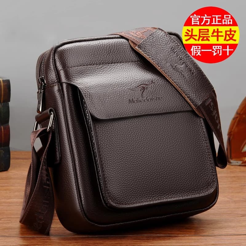 Homens bolsa de ombro couro genuíno 2025 novo estilo saco do mensageiro primeira camada saco de negócios moda pequena mo