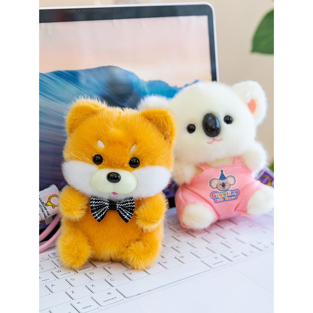 Bonito bonito série de animais de estimação boneca de pelúcia diversão pinguim Shiba Inu boneca saco chaveiro pingente p