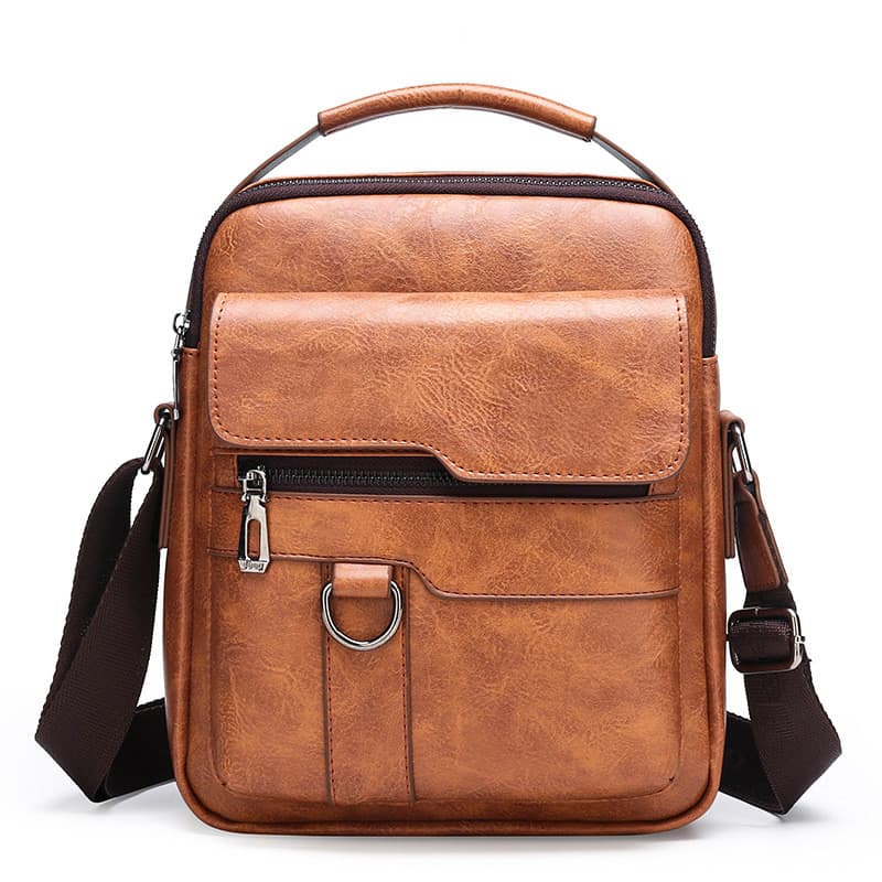 Bolsa masculina de negócios pequena bolsa de couro genuíno textura ombro mensageiro saco moda mochila masculina