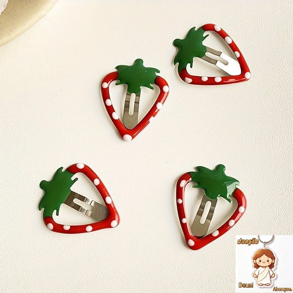 10pcs Cute Kids Com Cartoon Cute Fruit BB Clips Cartoon Color Matching Round Hair Acessórios para meninas e mulheres 14