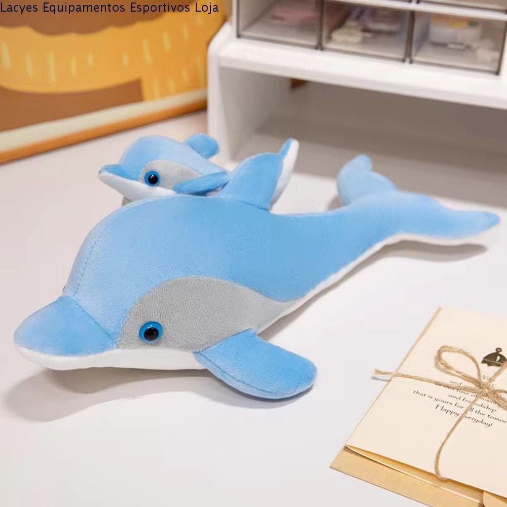 LACYES Azul Golfinho Brinquedos De Pelúcia , Vida Marinha PP Algodão Mãe-Filho 38cm Sofá Travesseiro