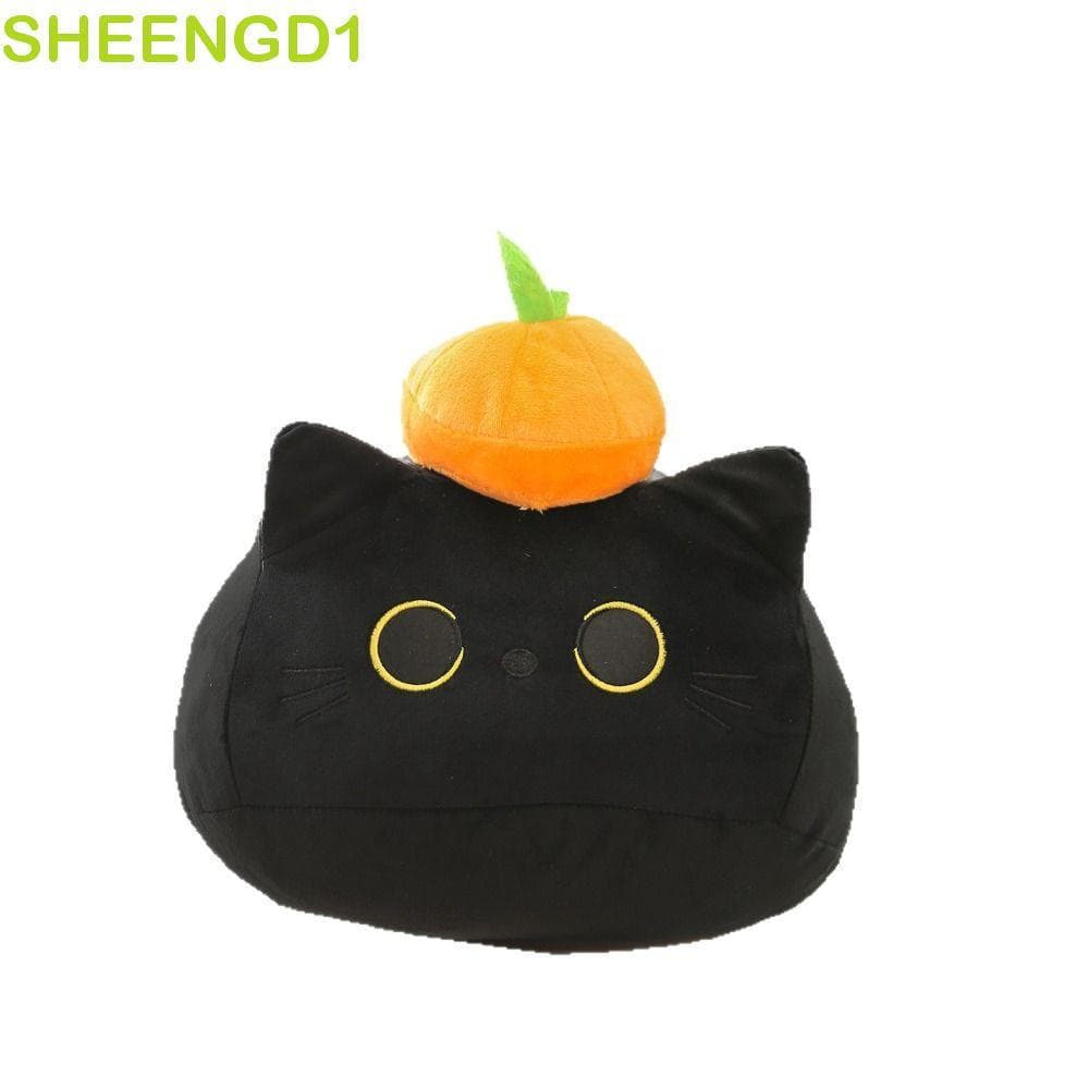 SHEENGD1 Brinquedo De Pelúcia De Gato Preto , Travesseiro De Gatinho Recheado Com Design De Desenho Animado De Material