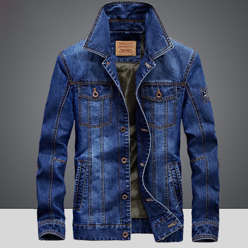 Outono lavável jaqueta na moda masculina solta tamanho grande Retro casual juventude casual versão coreana bonito Denim