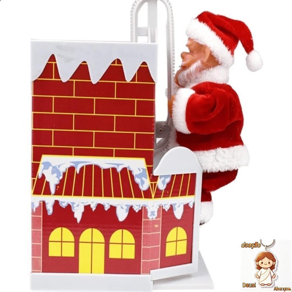 Papai Noel Musical Na Casinha Chamine Com Movimento Natal