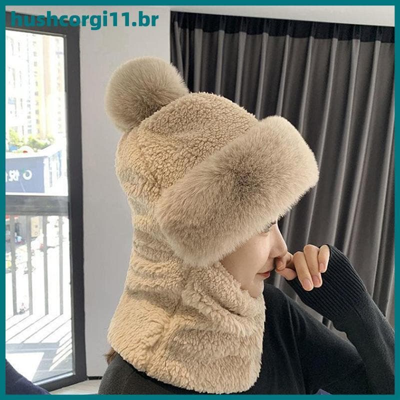 HUSH Chapéu De Lã De Caxemira De Inverno , Gorro Grosso E Quente Para Homens Mulheres , Cachecol Com Capuz BR