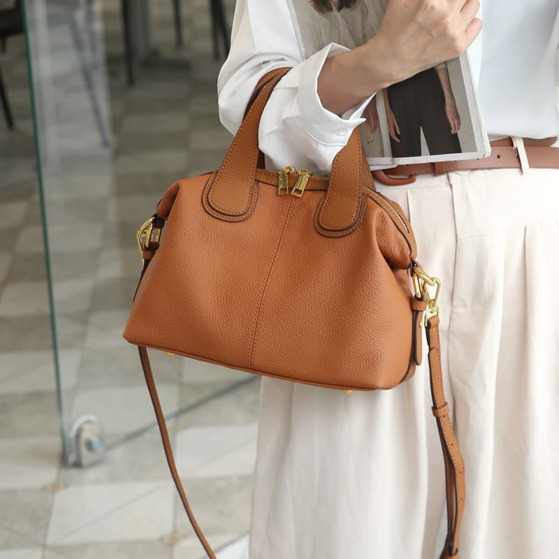 Bolsa feminina de couro genuíno TOGO bolsa de couro feminino 2024 novo estilo na moda primavera verão grande capacidade