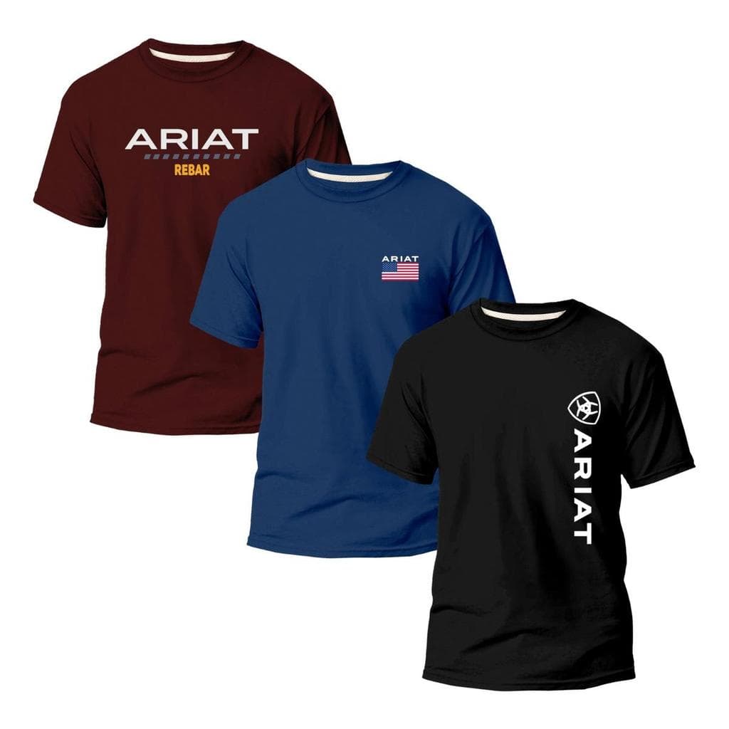 Kit 3 Camisas Ariat Masc Variáveis Country Rodeio Texas