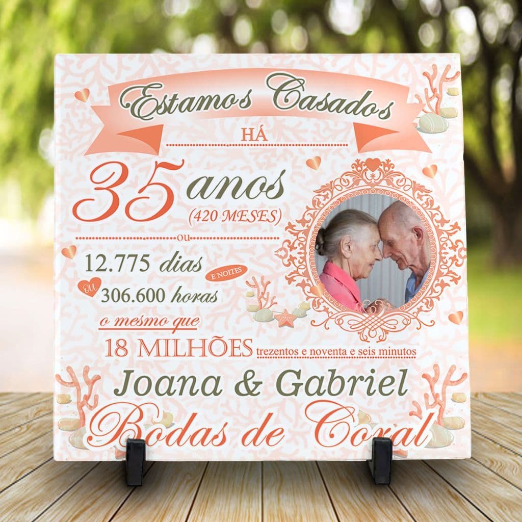 Azulejo Bodas de Coral com Foto e nomes