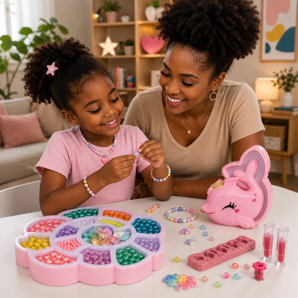 Kit Miçangas Coloridas Pingente Golfinho Infantil Criativo Fazer Corrente Colar Pulseira Braceletes