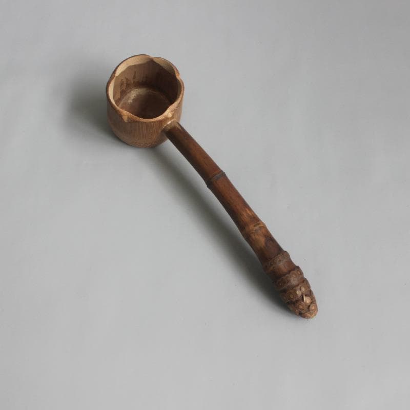 Colher de água estilo japonês, cabo longo, colher de chá dividida, colher de chá de bambu, colher de água de bambu, conj