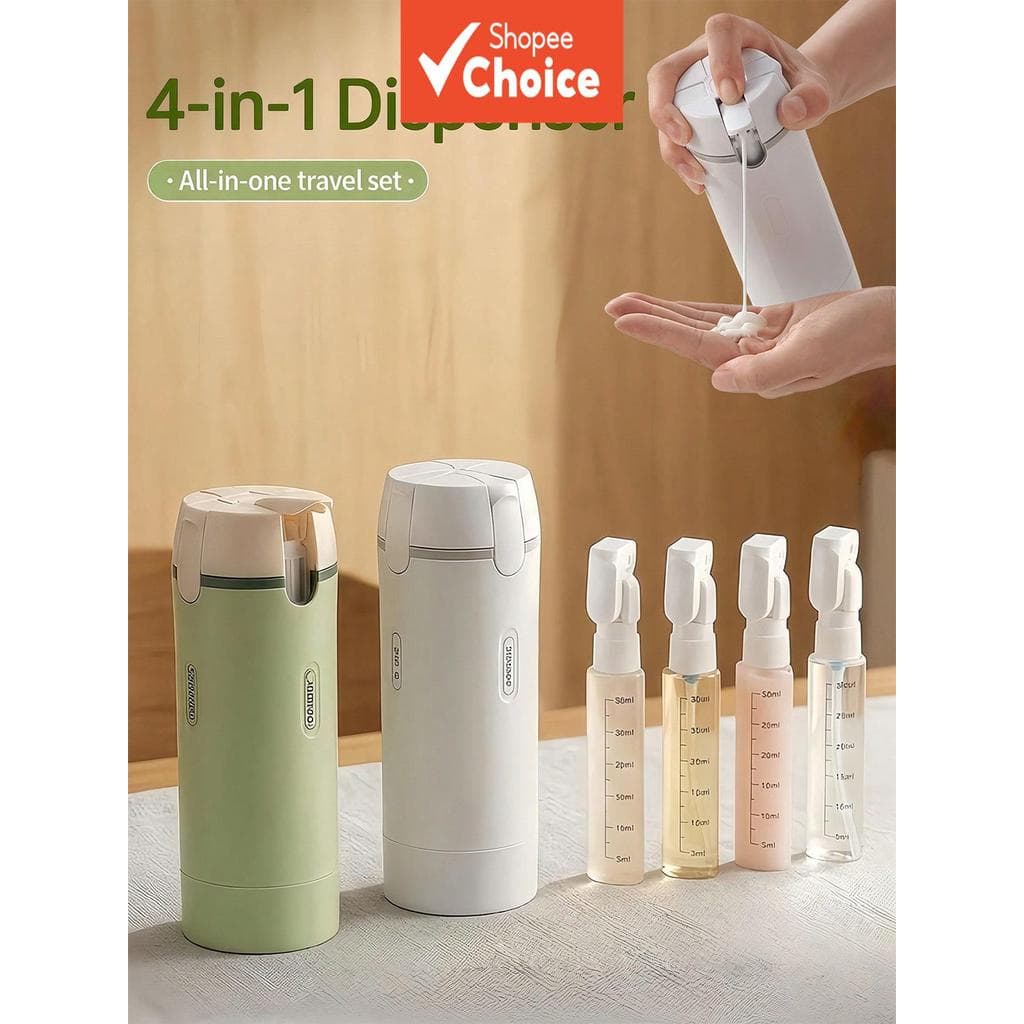 Frasco Dispensador De Viagem Quatro Em Um , Recipiente De Aperto De Silicone Recarregável À Prova De Vazamentos Com Trav