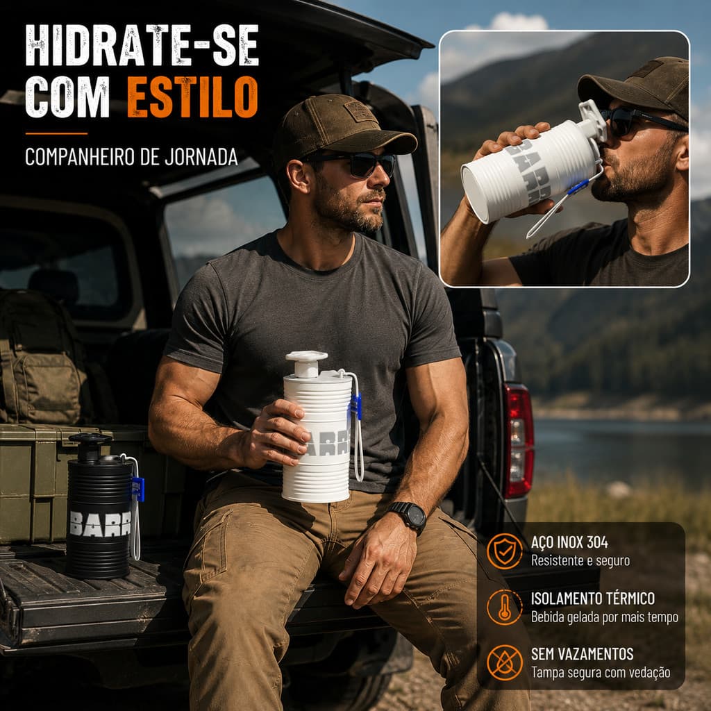 Copo Portátil Estilo Barril Industrial Da Garrafa Térmica De Aço Inoxidável 310ml